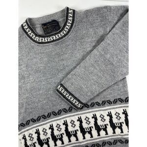 Artesania Womens Alpaca Wool Sweater Sz S Gray Peru Alpacas Pullover Handknit